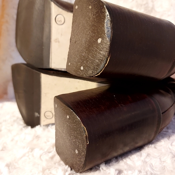 Hillard & Hanson Trudy Brown Leather Chunky Block Heel Ankle Boots 6.5 Classic - Picture 6 of 9